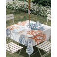 thumbnail image 3 of Square Outdoor Tablecloth with Umbrella Hole Orange Ocean Coral Outside Table Cloth Waterproof Patio Table Cover Retro Coastal Ombre Blue Gradient Zipper Tablecloths for Picnic Camping 54x54 Inch, 3 of 8