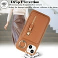 thumbnail image 5 of iPhone 13 case with Card Holder, iPhone 13 Phone Case Wallet for Women magsafe Compatible Wallet Detachable 2-in-1 for Men-Brown, 5 of 13