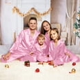 thumbnail image 6 of Generic Matching Family Outfits Dad's Christms Pajamas for Family Silk Satin Jammies 2024 Button Down Sleepwear Long Sleeve Comfy Loungewear Matching Sets for Couples and Kids(11-12 Years,c-Pink), 6 of 8