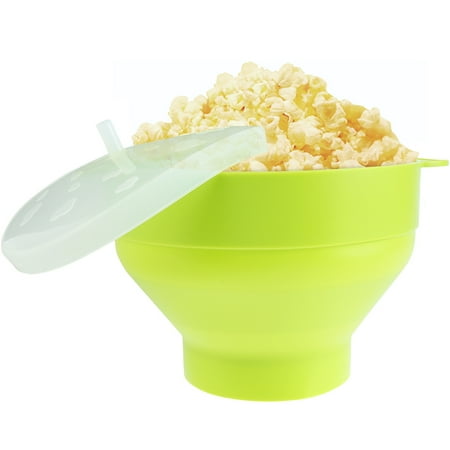

Keyohome Silicone Microwave Popcorn Popper Foldable Popcorn Bucket with Lid and Handle Heat-Resistant Popcorn Popper Bowl DIY Popcorn Maker Dishwasher Safe for Home Party
