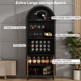 thumbnail image 4 of 71"Farmhouse Arched Wine Bar Cabinet: tall arched display cabinet , arch black cabinets &coffee bar, whiskey station with wine rack and Wine Glass Holder - Liquor Bars Cabinet for Living Dining Room, 4 of 9