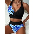 thumbnail image 6 of Eytino Bikinis for Women High Waisted Bathing Suits Two Piece Twist Front Swim Top Lily Print Swimsuits Swimming Color Block Swimwear, 6 of 11