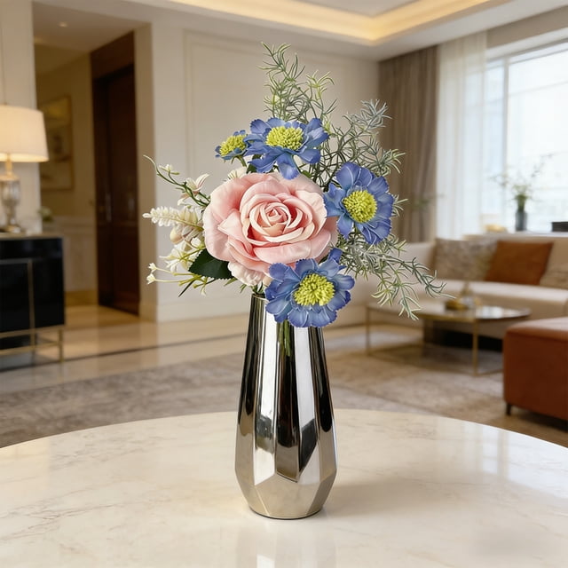 Ramo de seda artificial para decorar la mesa del comedor o la sala de estar – Adornos de flores artificiales para el hogar, bodas y fiestas – Centro de mesa