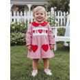 thumbnail image 5 of BemeyourBBs Toddler Baby Girl Valentines Day Red Dress Outfit Bow Heart Letter Embroidery Doll Collar Long Sleeves A Line Spring Dress, 5 of 9