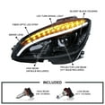 thumbnail image 4 of Spec-D Tuning Glossy Black Projector Headlights w/ LED Signal Lamps Compatible with 2008-2011 Mercedes Benz W204 C-Class, Left + Right Pair Headlamps Assembly, 4 of 6