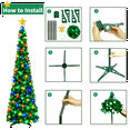 thumbnail image 4 of Scidweet 5 ft Pop up Christmas Trees Decorations, Collapsible Pencil Tinsel Twinkle Christmas Tree with Lights & Reflective Sequins for Indoor Outdoor Home Party Holiday Xmas Decor, Green, 4 of 7