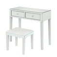 thumbnail image 4 of Inspired Home Quenby 2 Piece Vanity Table Set with Stool - White, Mirrored 2-Drawer, 4 of 6