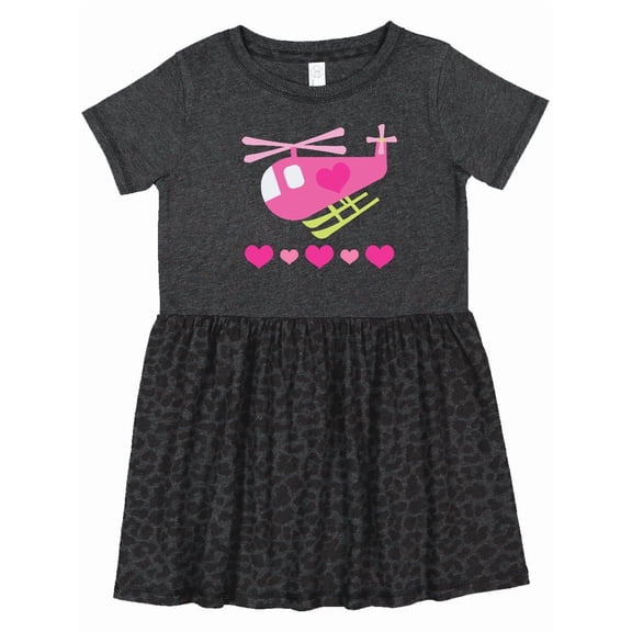 Inktastic Valentine Pink Heart Helicopter Girls Toddler Dress