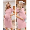 thumbnail image 2 of EKOUAER Baby Shower Dresses for Mommy to Be Short Sleeve Bodycon Dress for Pregnant Soft Maternity Summer Dress, 2 of 6