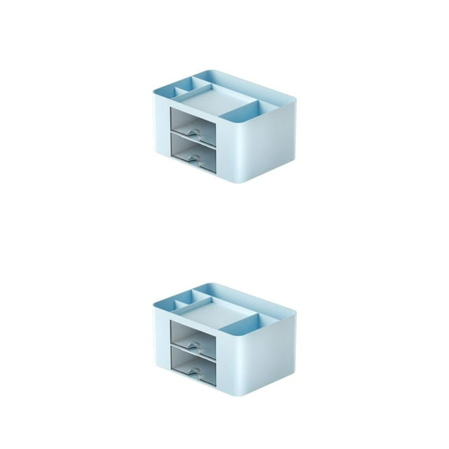 Toystoory Organizador de caja de almacenamiento de plástico Manténgase organizado Organizador de caja de almacenamiento multifuncional Azul Azul 2Conjunto