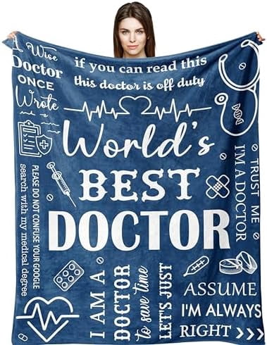 Best Doctor Ever Blanket - 60x50 Inch Flannel Appreciation Gift For Doctors, Nurses, Retirement - View #5