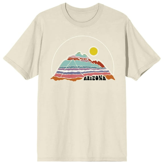 Elevation 7573 Arizona Mountain Mesa Men's Natural Short Sleeve Crew Neck Tee-Medium
