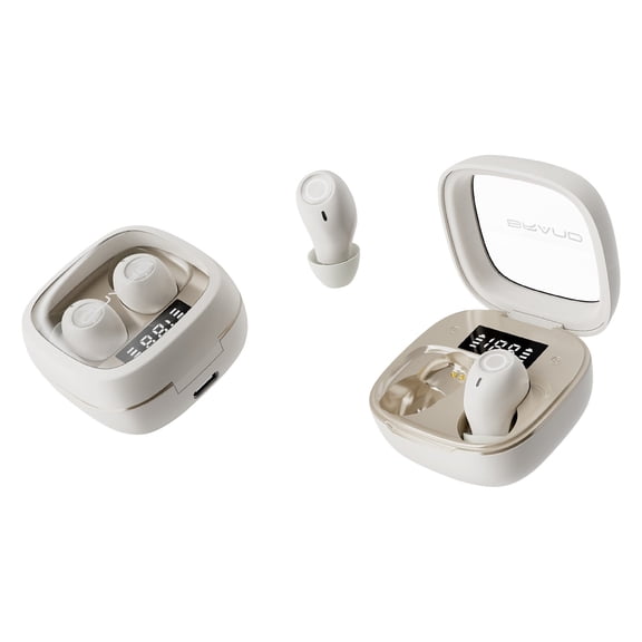 Fnochy Mini True Wireless Earbuds | Compact Lightweight in-Ear Headphones w/Case | World's Smallest Wireless Ear Buds w/Built-in Mic | Wireless Headphones, Bluetooth Headphones w/ 6-HR Play (White)