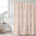 thumbnail image 4 of Pink Flowers Bathroom Shower Curtains with 12 Hooks Polyester Waterproof Shower Curtain for Stalls and Bathtubs Baroque Scroll Floral Damask Pattern Art Decorative Bathroom Curtain 48x72 Inches, 4 of 9
