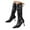 Black, variant on Knee High Boots for Women Wide Calf Slouchy Tall Boot Kitten High Pointed Toe Side Zipper Winter Fashion