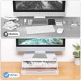 thumbnail image 3 of Wood Monitor Riser with Drawers, Mesh Metal Computer Monitor Stand Riser with Storage for Desk, Max Load Capacity 40LB, 2 Drawers,Marble, 3 of 13