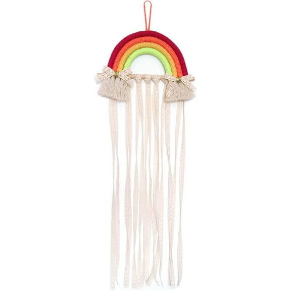 ERDOUY Rainbow Wall Decor Macrame Wall Hanging, Rainbow Bow Holdersfor Baby Girls Room Apartment Bedroom Living Room Gallery (02)