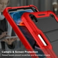 thumbnail image 5 of ELEHOLD for iPad 10.9 Inch 2022 Release iPad Rugged Case, Heavy Duty Shockproof 3-Layer Multi-Functional Hard Plastic＋PC Inner＋Soft Silicone Frame Case with Built-in Kicsktand Pen Holder,Red, 5 of 8