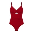 thumbnail image 4 of UTSJKR Women's Starfish Accent Cutout One-Piece Swimsuit, Halter Neck Sleeveless Bathing Suit with Ruched Waist Red XXL, 4 of 6