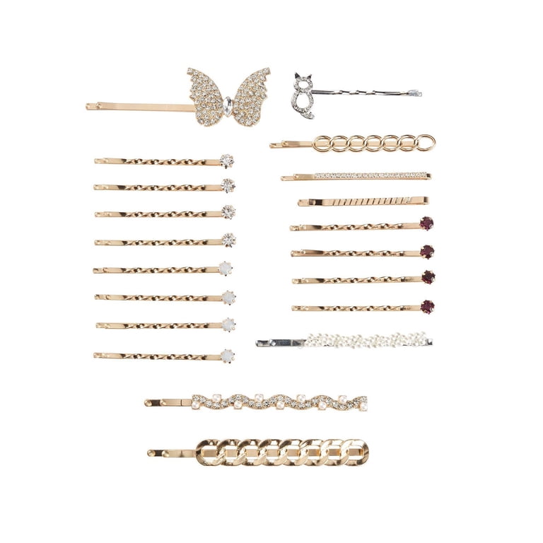 scunci Elegant Rhinestone Hair Clips, Gold and Silver  display picture 1