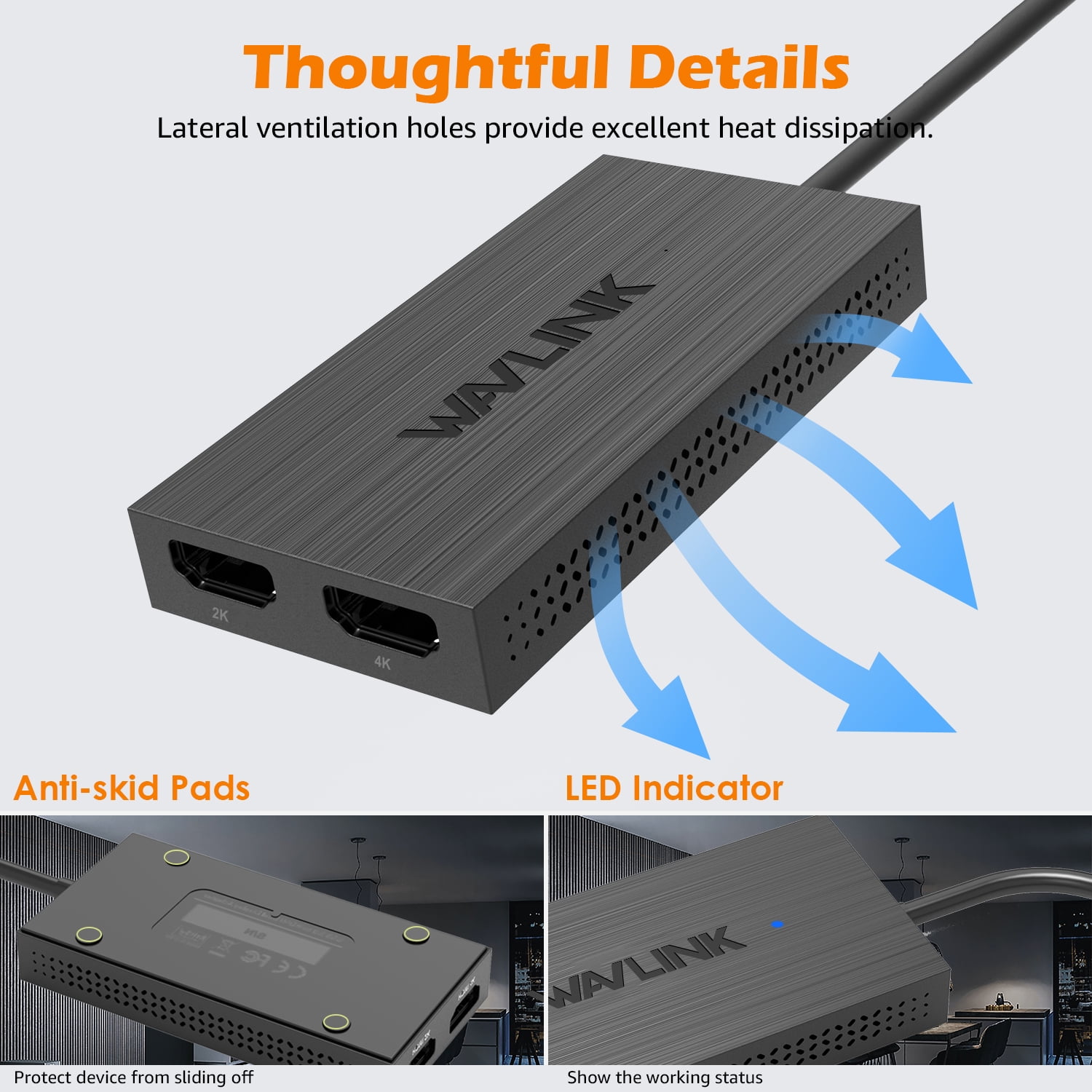 WAVLINK USB 3.0 to Dual HDMI UHD Universal Video Adapter, Supports 6  Monitor Displays, 4K and 1080p External Video Display,For M1/M2 Mac,  Windows