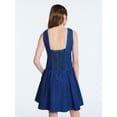 thumbnail image 3 of Scoop Women's and Women's Plus Boat Neck Cotton Mini Dress with Drop Waist, Sizes XS-4X, 3 of 6