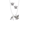 thumbnail image 2 of Delight Jewelry Silvertone Gymnast Balance Beam Silver tone Guardian Angel Charm Necklace and Stud Earrings, 2 of 4