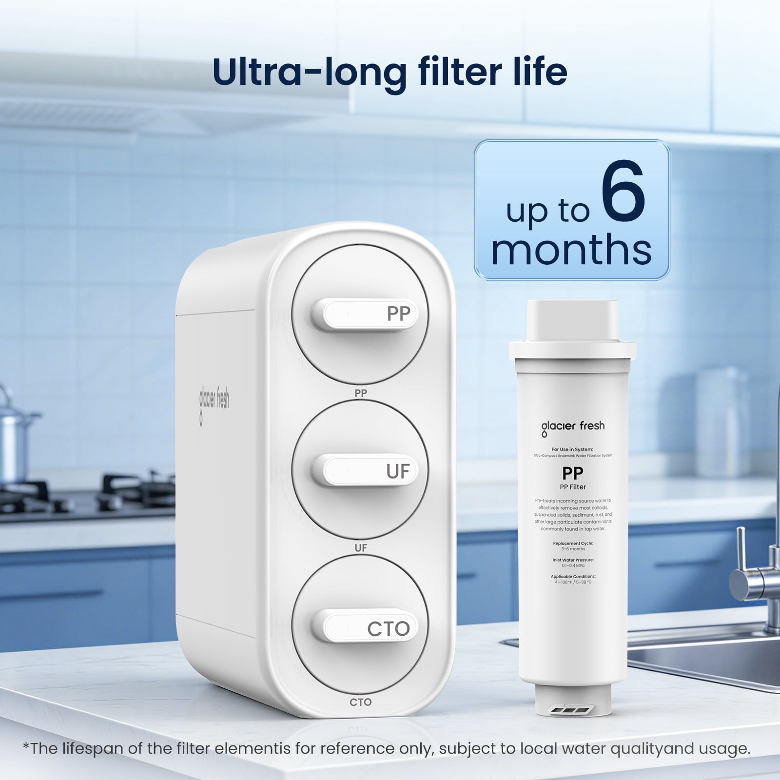 GLACIER FRESH PP Filter Replacement Filter for GFU06 Ultra Filtration Under Sink Water Filter System
