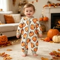 thumbnail image 2 of Ticikt Baby Halloween Romper Long Sleeve Full Zip Pumpkin Print One Piece Jumpsuit Holiday Outfit, 2 of 9