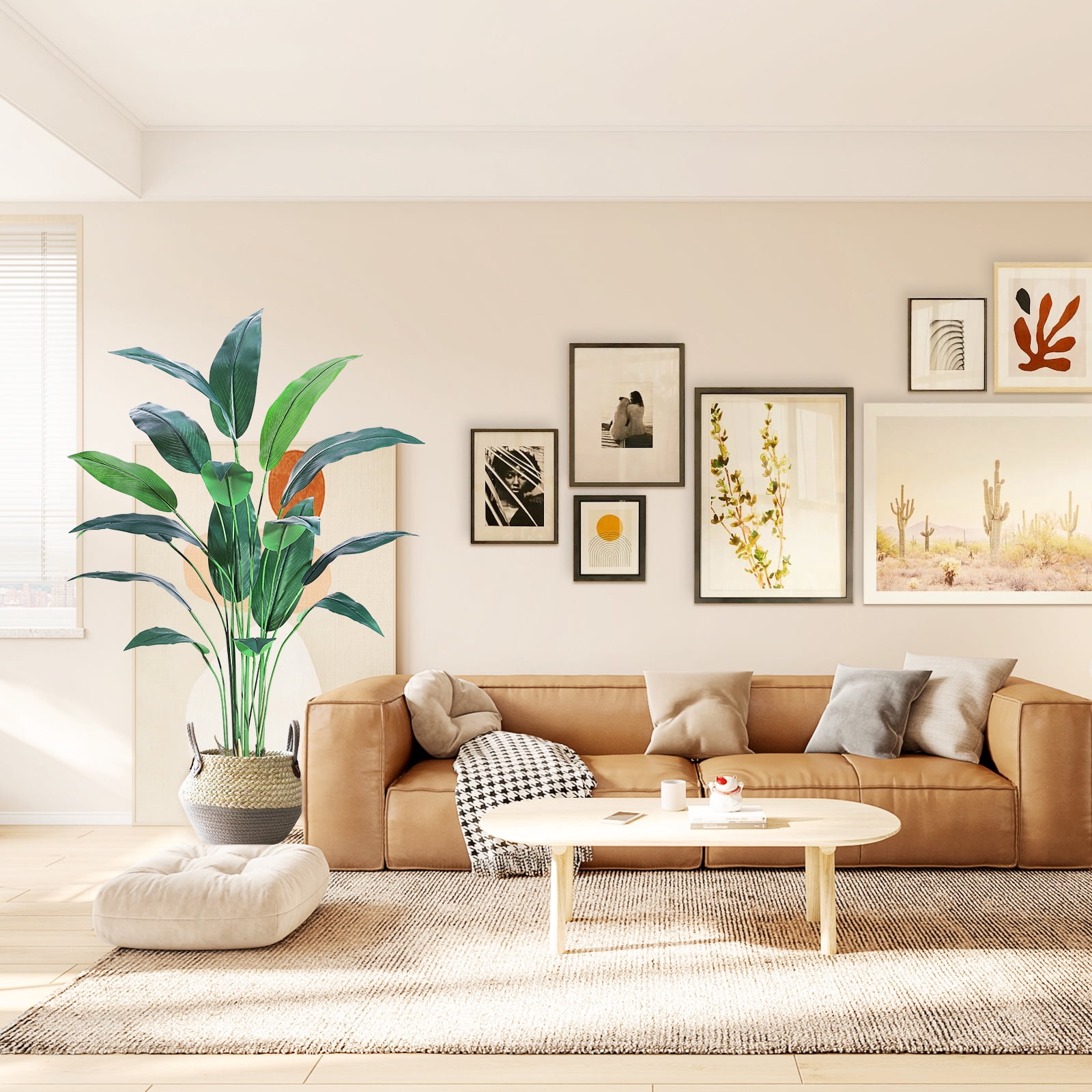 1/2 Pack Artificial Bird of Paradise Plant 6/7FT Fake Palm Tree for Indoor Outdoor Modern Decor Faux Plants for Home Office Perfect Housewarming Gift with Trunks Faux Leaves
