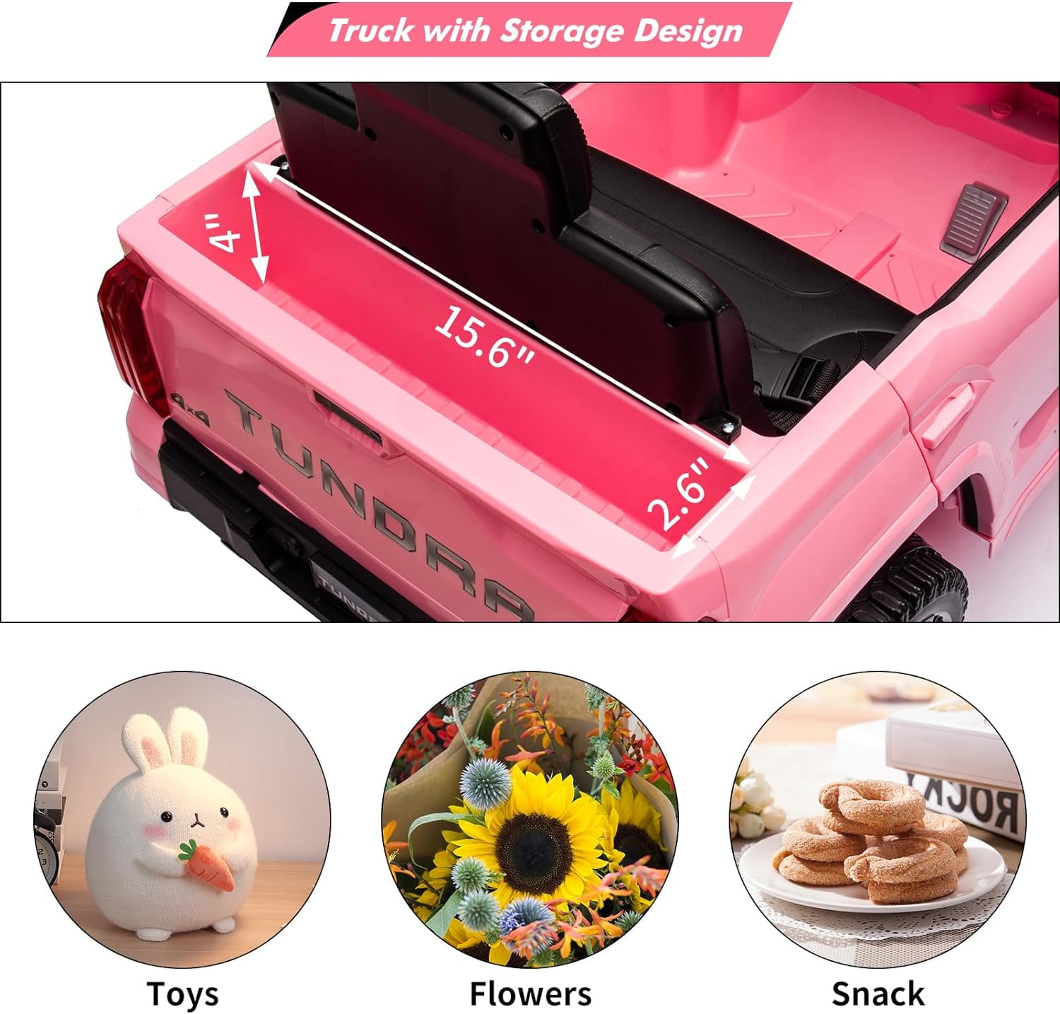 NEILA Toyota Licensed 12V Kids Ride on Truck Car Battery Powered Electric Fun Toys with Remote Control, Spring Suspension, 3 Speeds, LED Lights, Ride on Toy for 3-8 Years Boys & Girls (Pink)