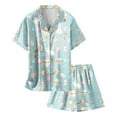 thumbnail image 5 of LRen Baby Girl Easter Outfits Cartoon Bunny Short Sleeved Silk Casual Silk Button Front Collared Easter 2 Piece Easter Gifts for Boys, 5 of 5