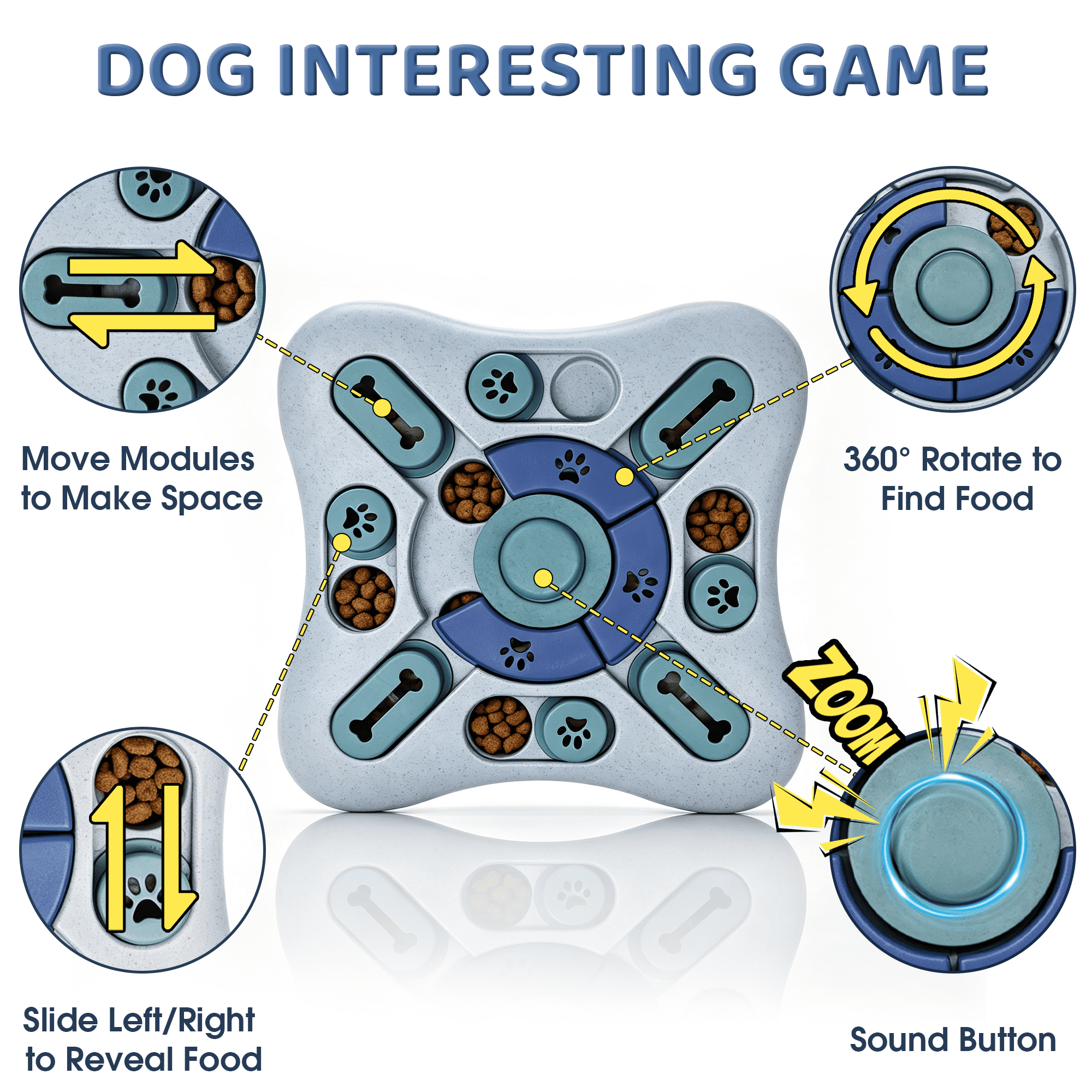 GARITIN Dog Puzzle Toys, Interactive Treat Dispensing Toy for IQ Training and Brain Stimulation, Mentally Stimulating Enrichment Puzzle Gift for Puppies, Dogs, Cats