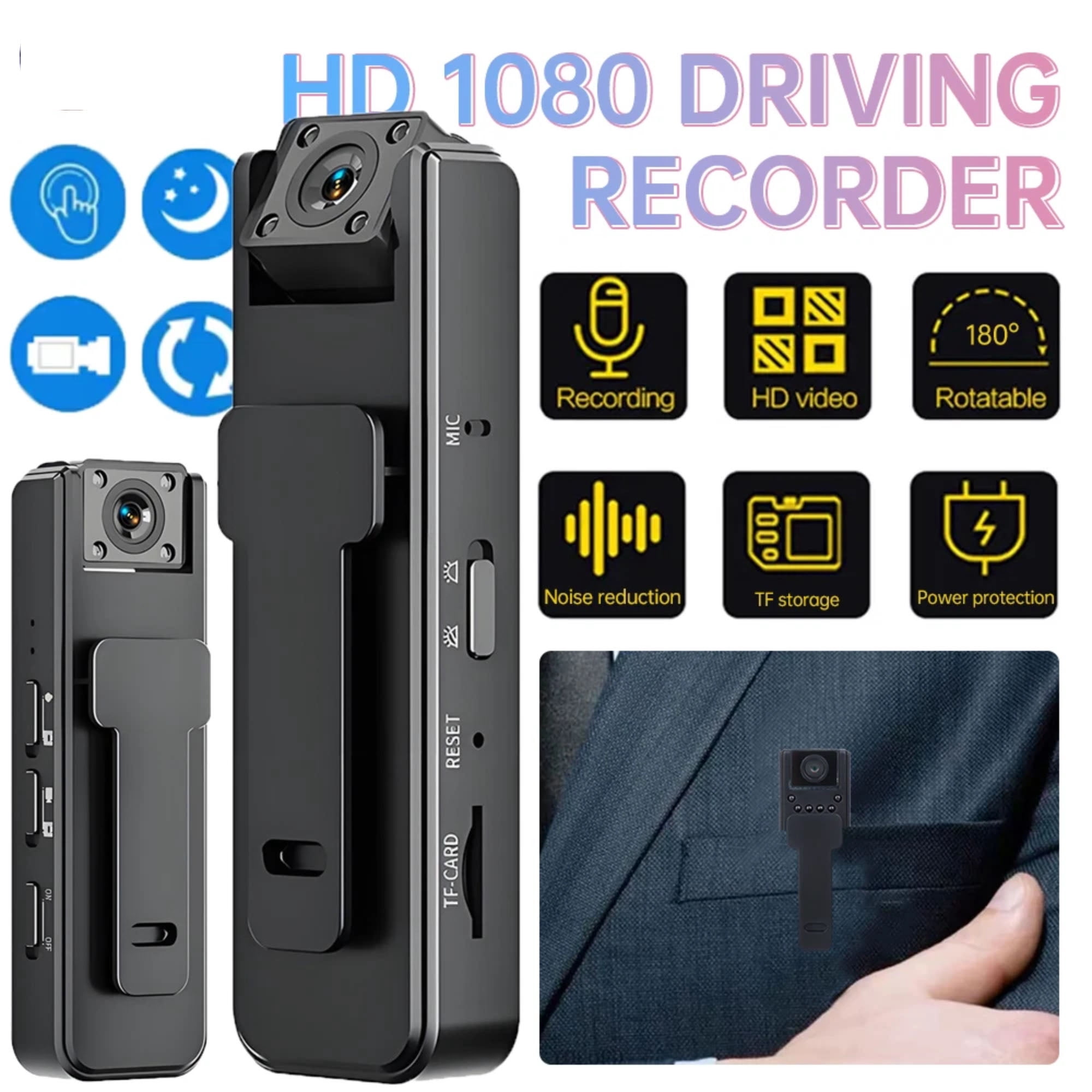 Caméra Corporelle 4K UHD Avec écran 1.3" - Enregistrement Audio/vidéo, Objectif Rotatif 180°, Autonomie 6h, Détection De Mouvement - Idéale Sécurité, Sport, Vlog - 5