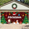 thumbnail image 3 of Bannière de Porte de Garage Fond Joyeux Noël Grande Panneau Extérieur Polyester Durable Pliable Réutilisable Installation Facile avec Trous pour Porte de Garage Grands Murs Décoration de Vacances, 3 of 4