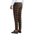 thumbnail image 3 of Pantalones de cuadros INSPIRE CHIC para hombre, chinos formales de frente plano, patrón a cuadros, 32 marrón, 3 of 6