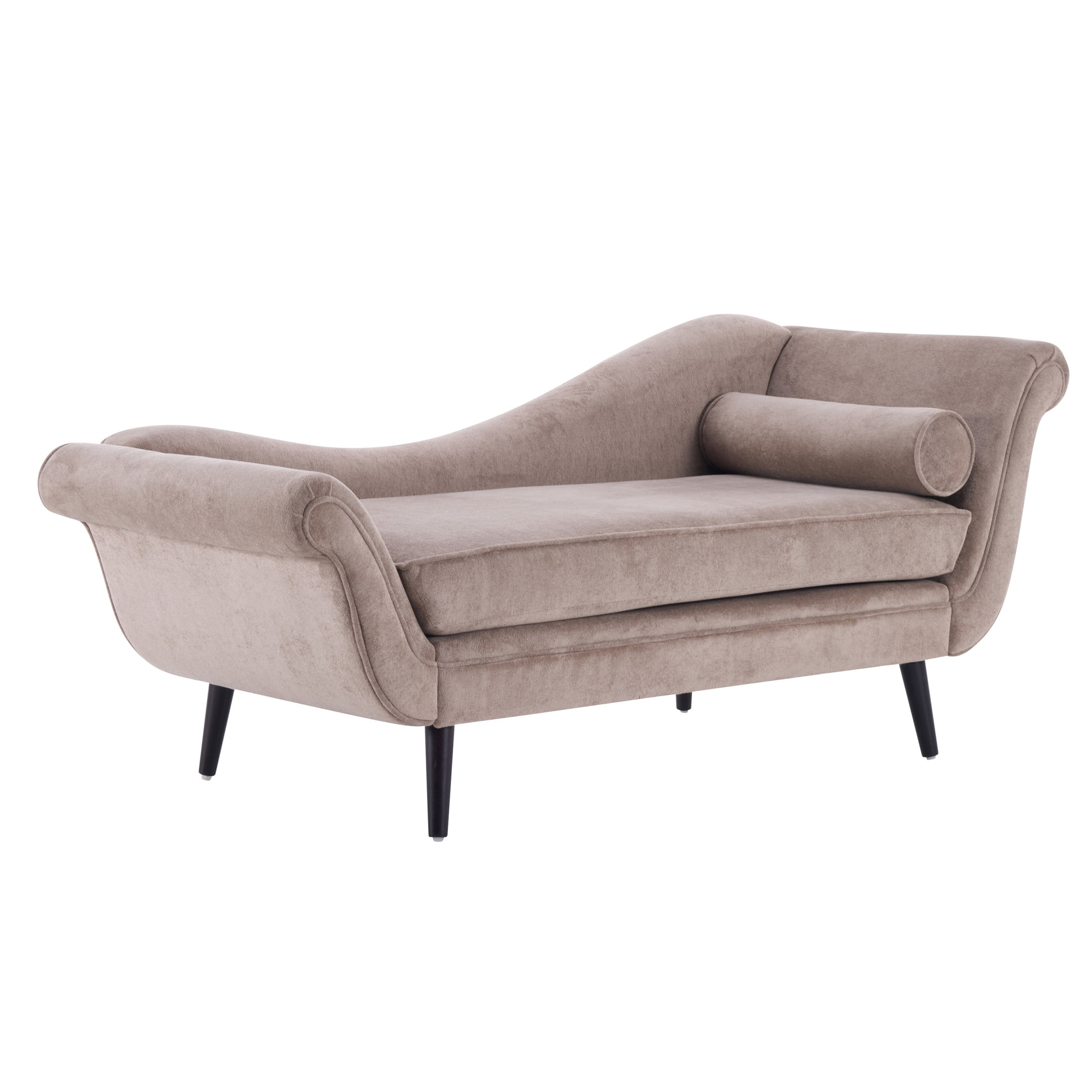 Christopher Knight Home 69" Luxury Upholstered Chaise Lounge Chair with Bolster Pillow, Light Brown