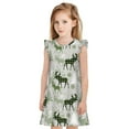 thumbnail image 1 of Fotbe green plaid Moose tree Vestido de Dormir para Niñas de 3 a 10 Años, Mangas Cortas, Estilo Princesa, Pijama Camisón con Mangas Voladas-Large, 1 of 6