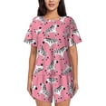 thumbnail image 1 of Fotbe Cute Cartoon Zebra Conjunto de Pijama Estampado para Mujer, 2 Piezas, Ropa de Dormir con Camiseta de Manga Corta y Shorts Suaves-Small, 1 of 6