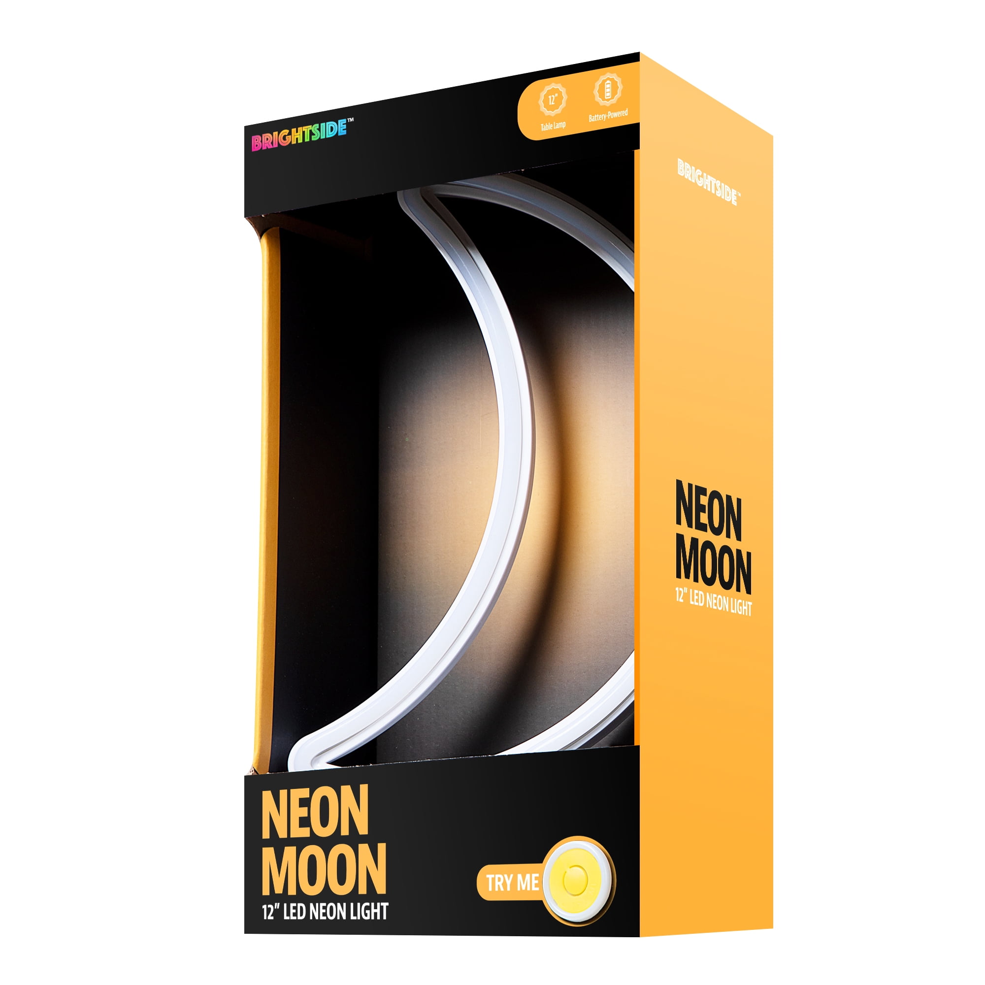 (3 pack) BrightSide 12" Moon Shaped LED Neon Table Light, Warm White, Battery-Powered