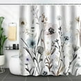 thumbnail image 3 of Grey Pink Blue Floral Shower Curtain Watercolor Flower Shower Curtains for Bathroom Waterproof Polyester Fabric Bathroom Curtain 72 x 72 Inch with 12 Plastic Hook, 3 of 5