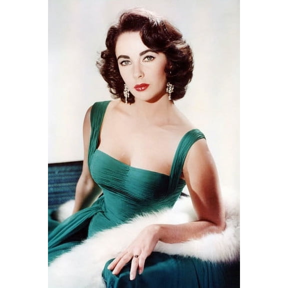 Elizabeth Taylor in green dress busty beautiful pose at her most iconic 24x36 Poster