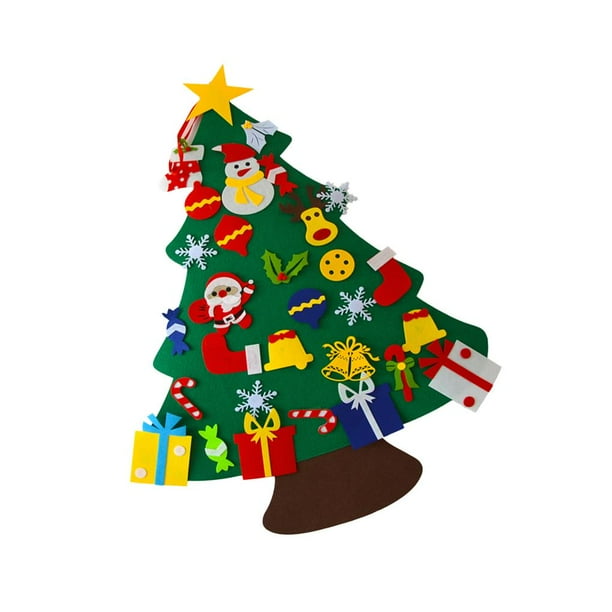 Toystoory Árbol de Navidad de fieltro, adornos de Navidad desmontables para colgar en la pared DIY para niños pequeños, decoraciones para el hogar, Kits de decoración para fiestas No.01 Toystoory HA000422-01B
