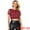 Burgundy, variant on Sequin Shiny Glitter Crop Top Tassel T-Shirt M Silver