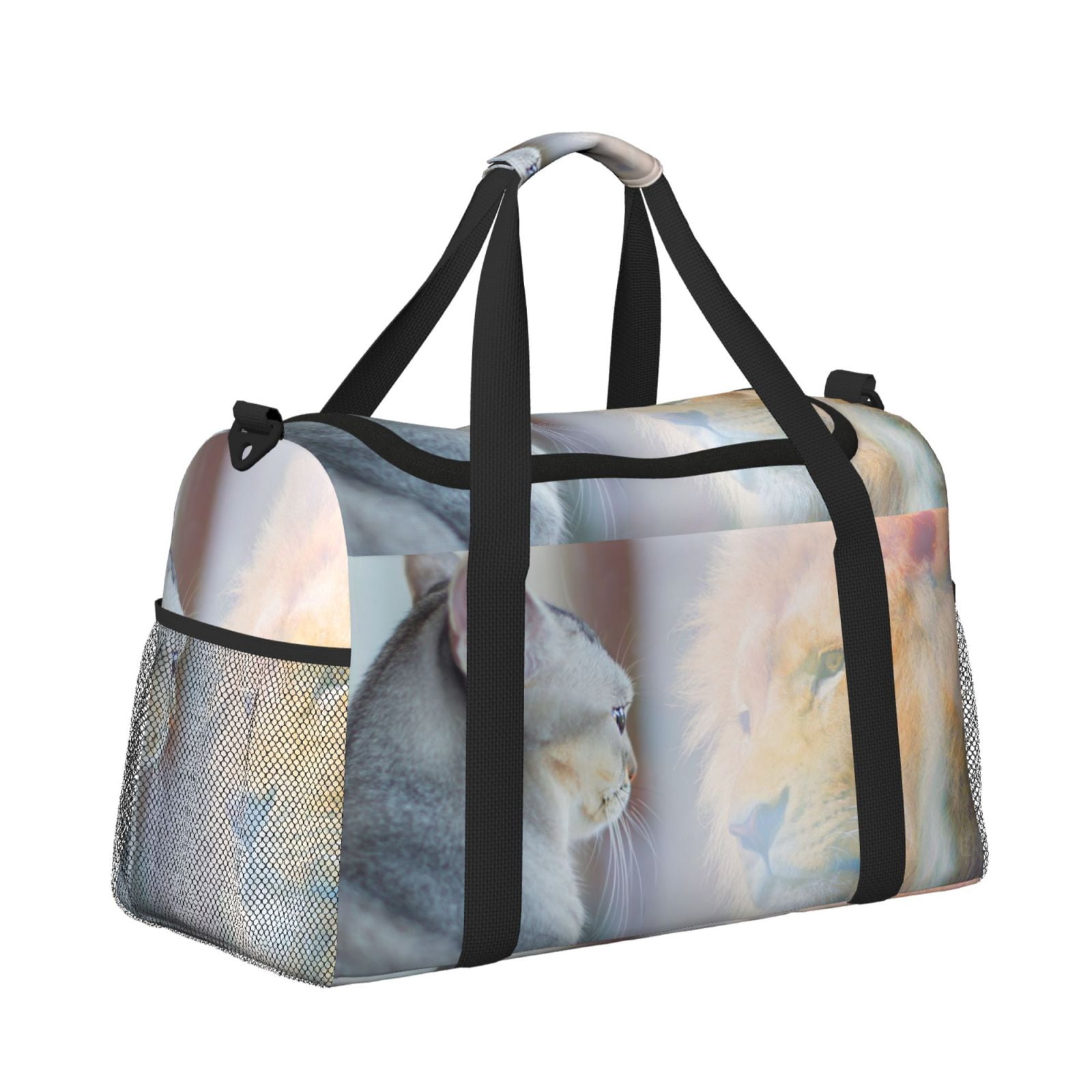 Fuzoiu The Cat Looks in the Mirror Print Travel Duffle Bag,Carry On Tote Bags,Duffel Bag,Sport Gym Bag, Hospital Bag for Labor and Delivery, Overnight Bag,Luggage Bag