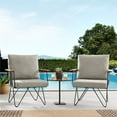 thumbnail image 3 of Rio 2-Piece Metal and Wood Hairpin Leg Patio Chair in Sandstone, 3 of 3