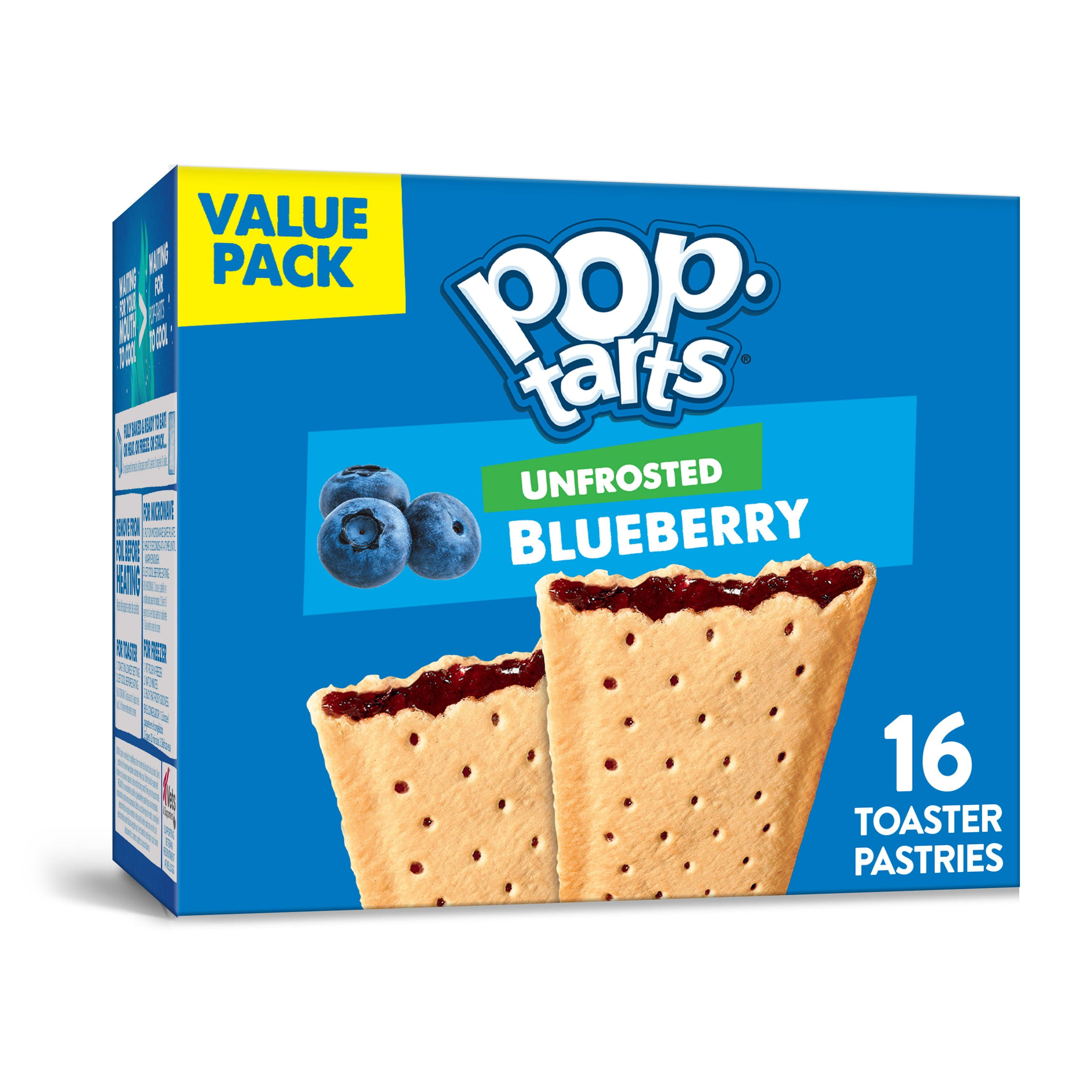 PopTarts Breakfast Toaster Pastries, Unfrosted Blueberry, Value Pack