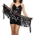 thumbnail image 7 of Felirenzacia Belly Dance Hip Scarf, Belly Dance Skirt Wrap Bling Sequins Coins, Black,Free Size, 7 of 7