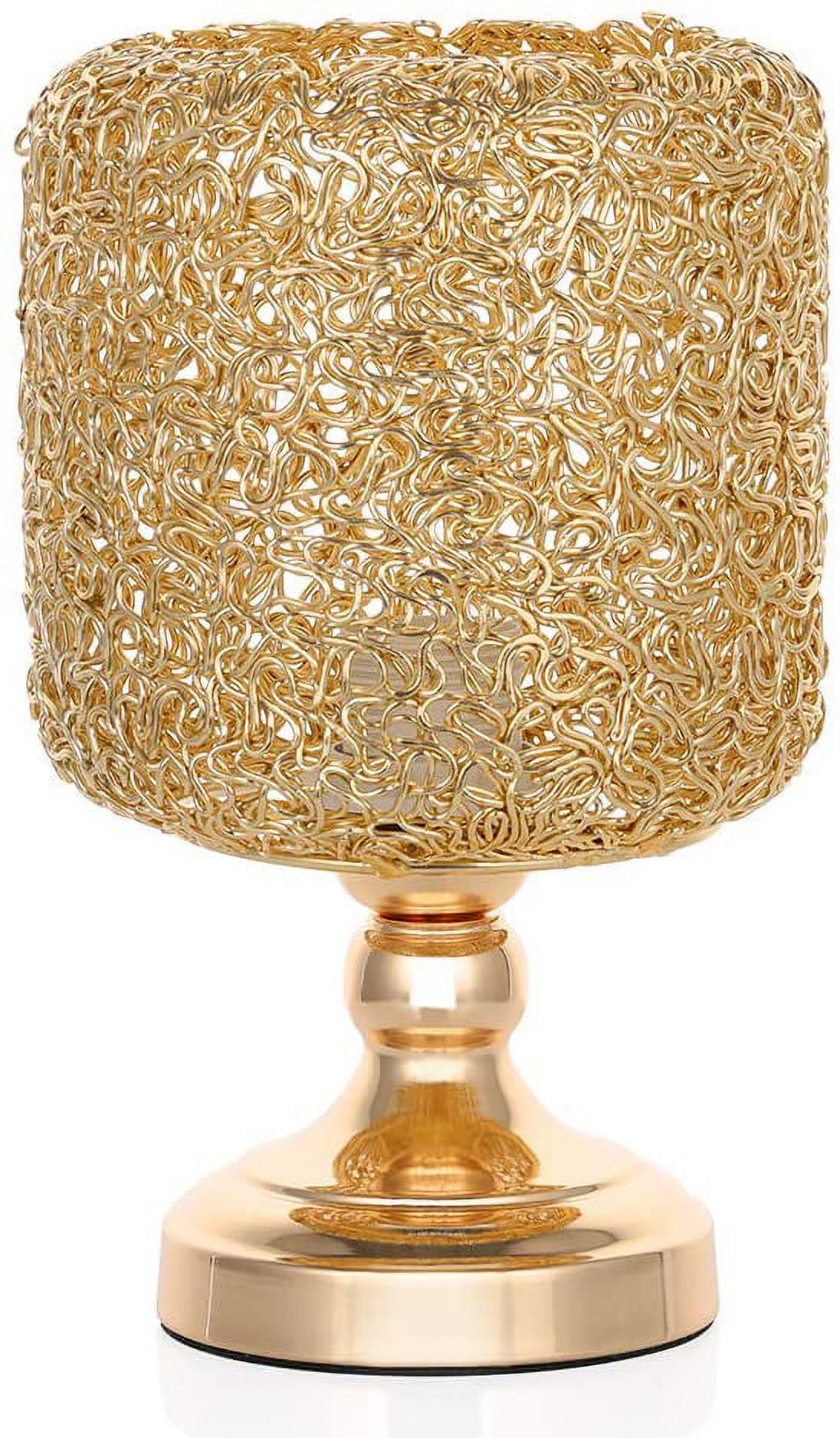 Haitral Gold Luxurious Bedroom Desk Lamp with Metal Wiring Shade