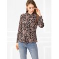 thumbnail image 4 of Blusa de gasa floral Unique Bargains Negro rosa Talla M, 4 of 6